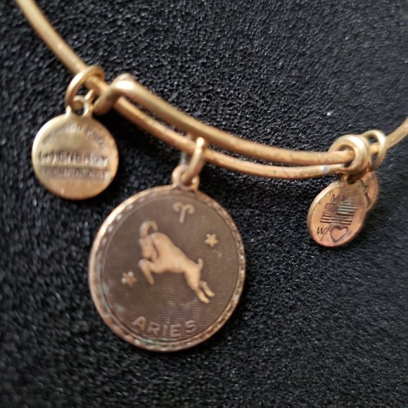 Alex and Ani Aries Zodiac Gold Charm Bracelet adjustable Bangle boho - Picture 3 of 6